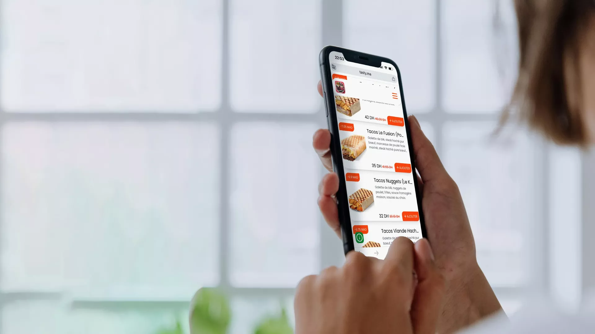 image du menu digital d'un restaurant ouvert sur tasty.ma