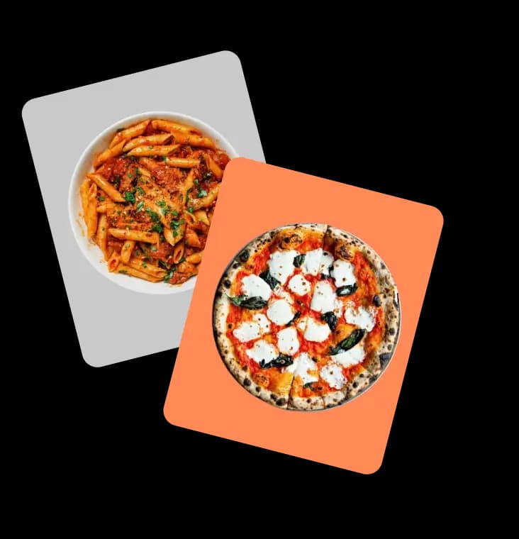 Image of pizza and pasta in tasty main landing page